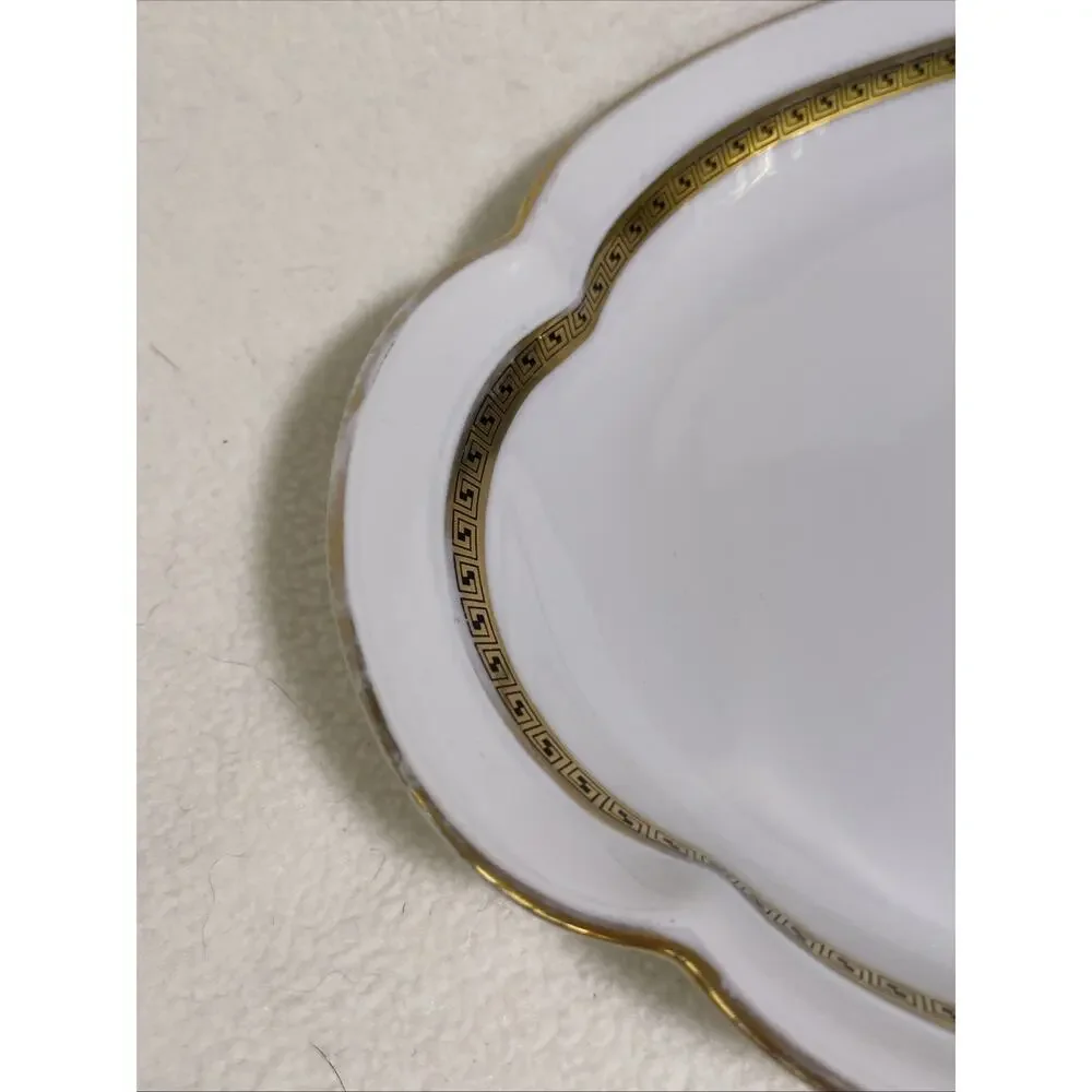 Antique Porcelain White /Gold Gilded Small Platter Royal Tettau
